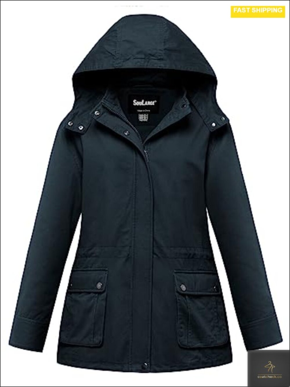 Plus Size Military Cotton Jacket with Detachable Hood